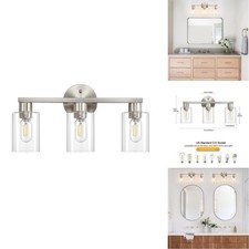 DIDUIO Bathroom Light Fixtures 3-Light Bathroom Vanity Light Brushed Nickel