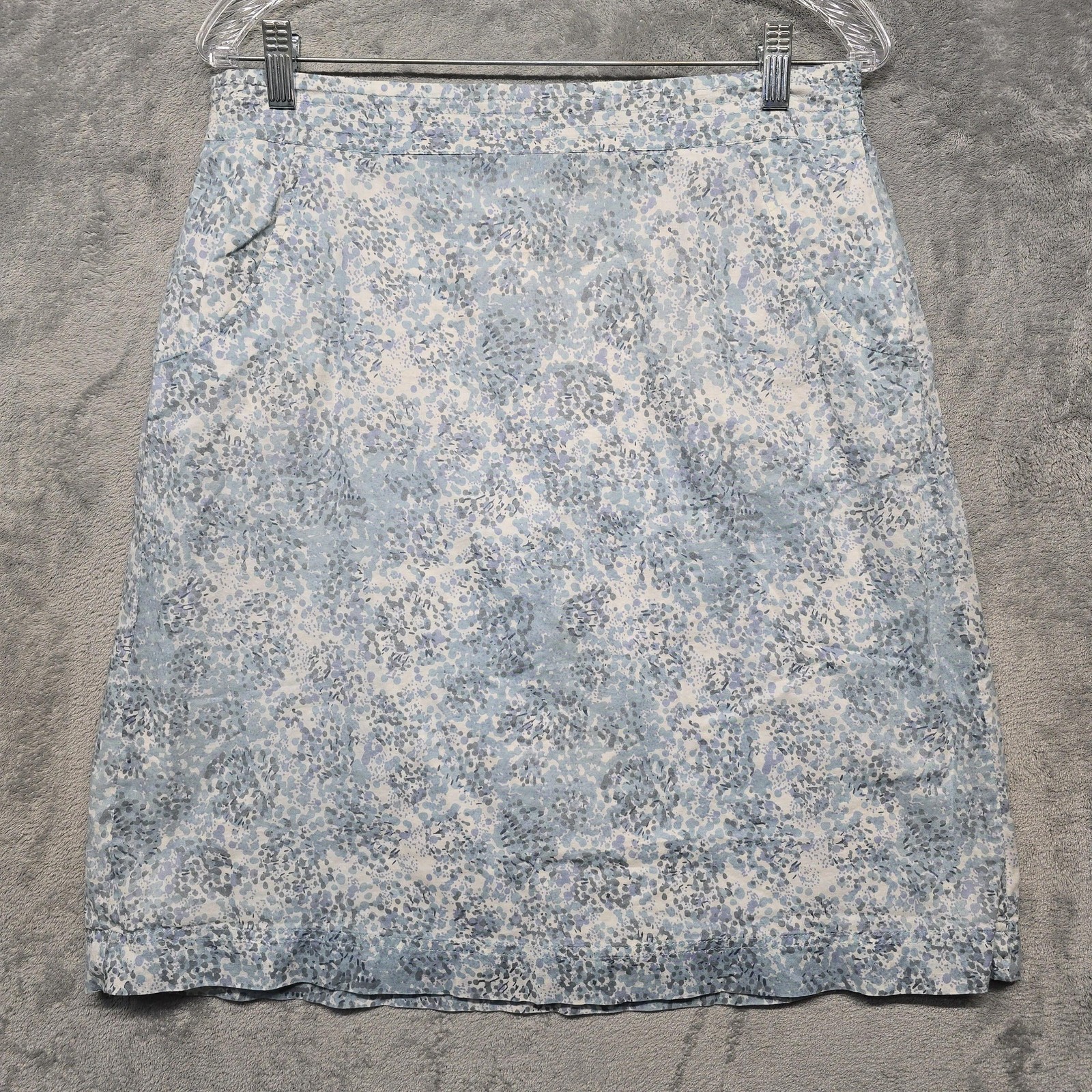 Eddie Bauer Skirt Womens Sz Medium Blue White Floral Print Cotton Lined A Line