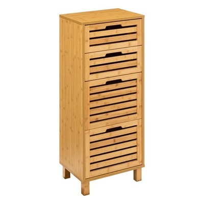 Badregal Schrank mit 4 Schubladen Bambus Regal braun Badschrank 97,5x40x30 cm