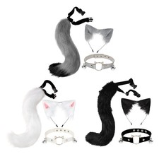 3Pcs Plush Fox Ears and Tail Set Headband Anime Cosplay Cat Ears and Tail Set