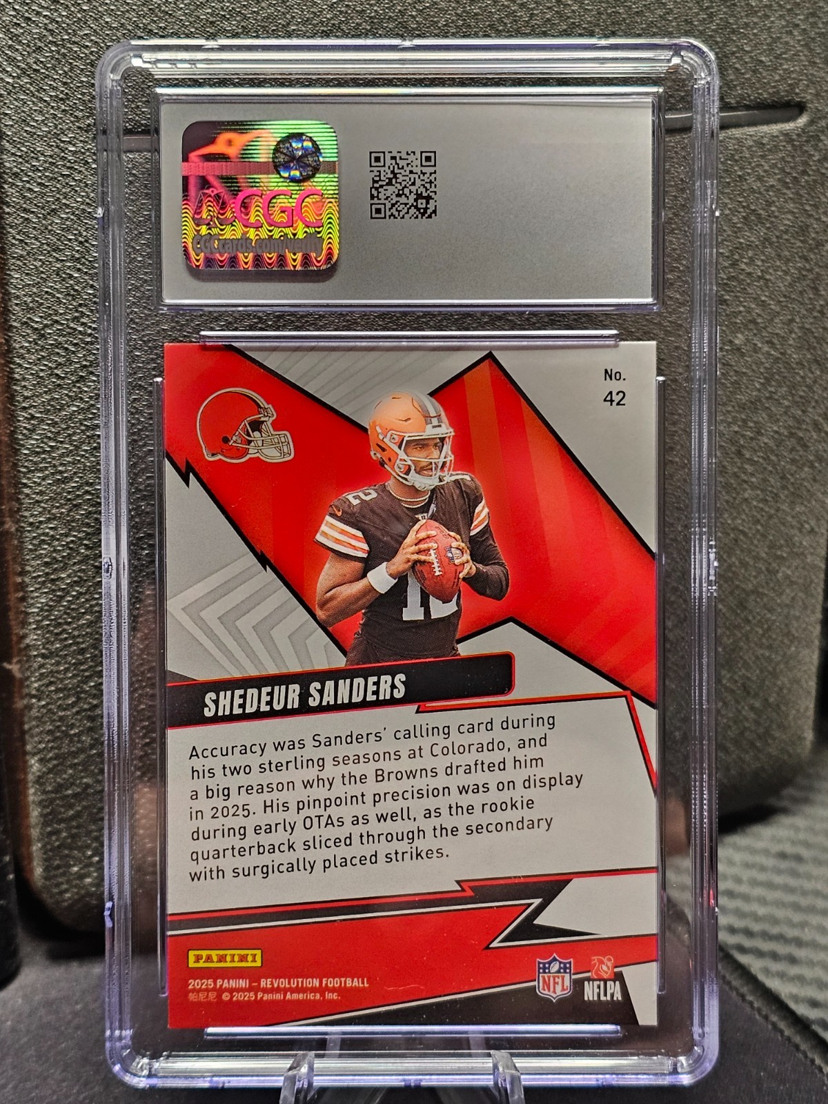 2025 Panini Revolution Shedeur Sanders Shock Wave Rookie CGC Gem Mint 10 PSA view 8