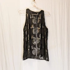 Adrienne Vittadini Sleeveless Blouse with Shimmering Details Size Medium Party