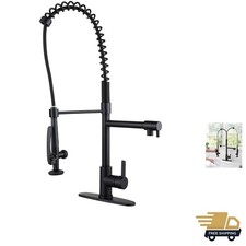 Commercial Kitchen Faucet with Pre-Rinse Sprayer, 28-Inch Height Solid Brass ...