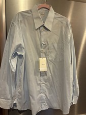 Armani Collezioni Men's Light Blue Microcheck Cotton Dress Shirt 17 1/2 44