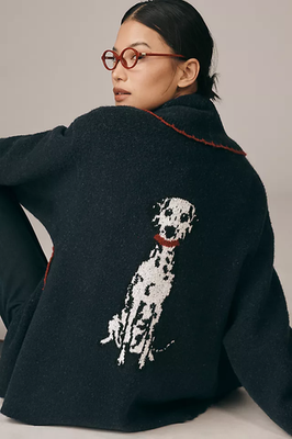Anthropologie - Flat White Mariel Longline Cardigan: Dog Icon