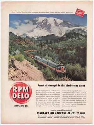 Standard Oil RPM DELO Magazine Ad 1950s Milwaukee Road Train