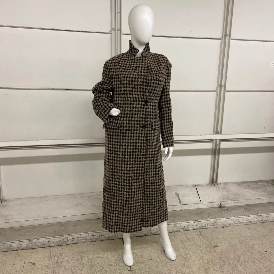 Maxi abrigo para mujer ALLSAINTS James mezcla de lana a cuadros talla 2