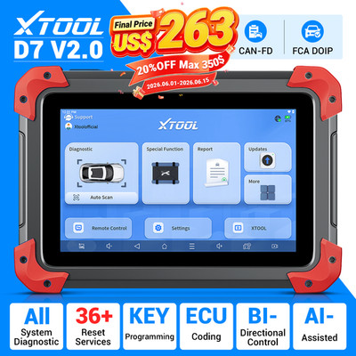 2026 XTOOL D7 V2.0 Bidirectional OBD2 Coding Diagnostic Scanner Tool 36 Services
