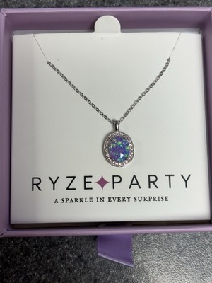 Ryze Necklace Lab Created Razmatic Opal Princess Pink CZ .925 Solid Sterling 