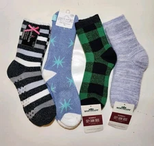 Womens Plush Sock Bundle 4 Pairs Mid Calf All NEW Great as Stocking Stuffers!