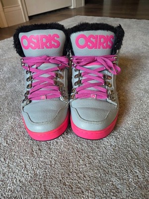 OSIRIS NYC83 Vintage RARE. Shearling high tops ,size 9 Pink black ,sku 22392082