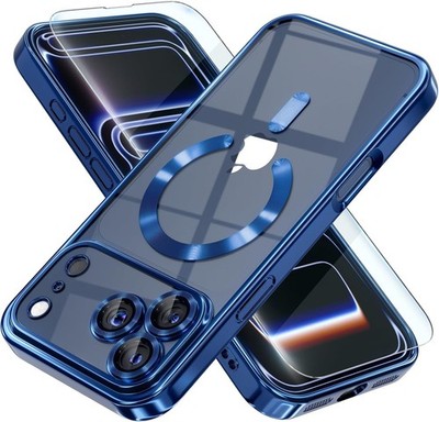 iPhone 17 Pro Max MagSafe Case Blue Clear Shockproof Camera Lens Cover