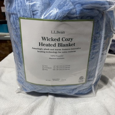 NEW LL Bean Wicked Cozy Heated Blanket King Size Blue