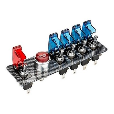  dc12v flip-up Ignition Switch Panel,5 in 1 car Engine Start Push 4 Blue 1 Red