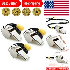 Ultra-Loud Stainless Steel Sports Whistles with Lanyard - 3 Pack for Officials