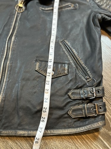 True Religion Men's Real Leather Black Biker Rock Jacket Size Large Full Zip - Picture 7 of 9