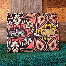 Vera Bradley Women's Tri-Fold Wallet Multicolor Floral Snap Closure, Credit Card