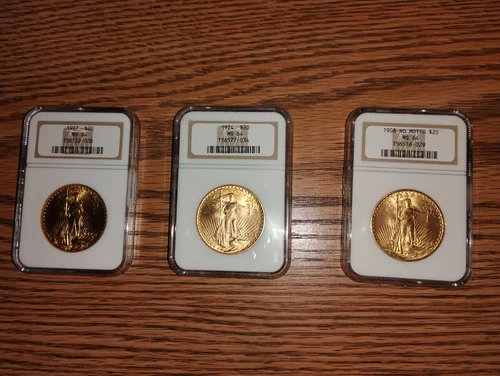 Lot of Three gold Saint Gauden (St Gauden) $20.00 Coin American Eagles