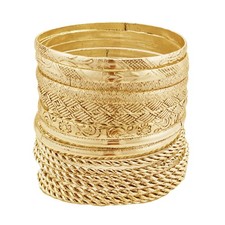FUNOJOY Boho Bangle Bracelets for Women Multi Layer Stackable Textured Bracel...