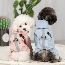 Dog Raincoats Waterproof with Harness Hole Legs Hoodie Small Dog Pet Rain Jacket