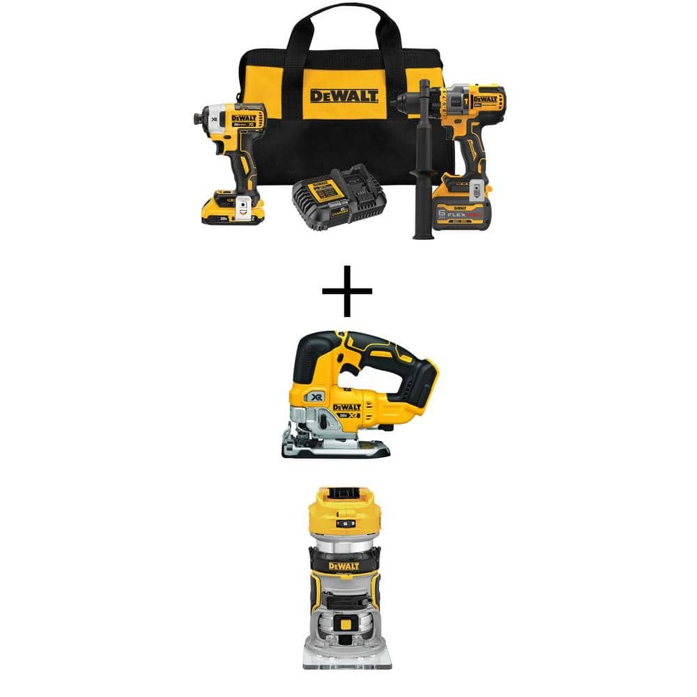 20V MAX Brushless Hammer Drill Driver Combo Kit with Jigsaw and Impact Driver