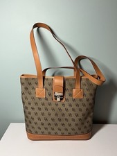Dooney Bourke Medium Shopper Brown Canvas Leather Trim NWT