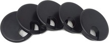 Desk Grommet w Cover for 2.5 Inch Hole. Black Plastic 5 Pack for Cable