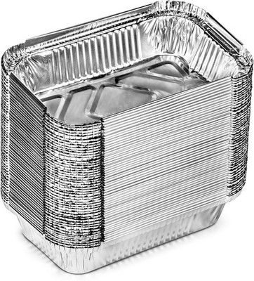 DecorRa 50 Aluminum Pans with Lid, 7 x 4.5 Inch Small Loaf Bread Pans
