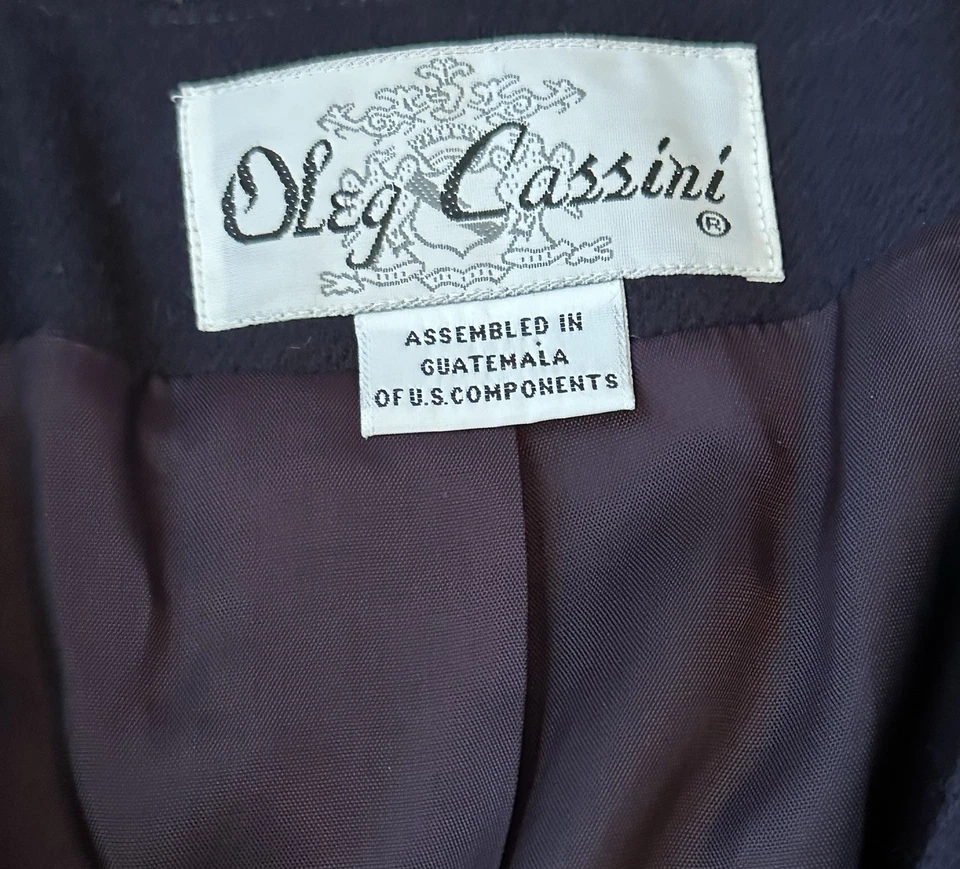 Traje Blazer Oleg Cassini De Colección Azul Marino Lana Dos Piezas Para Mujer Botones Dorados Talla 12” Foto 4 de 4