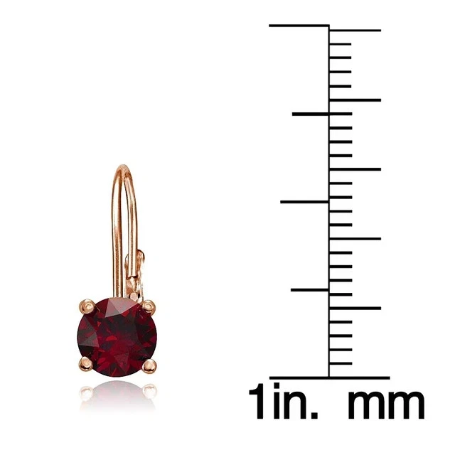 2Ct Round Cut Lab Created Red Ruby Leverback Earrings In 14K Rose Gold Plated - Image 3 of 4