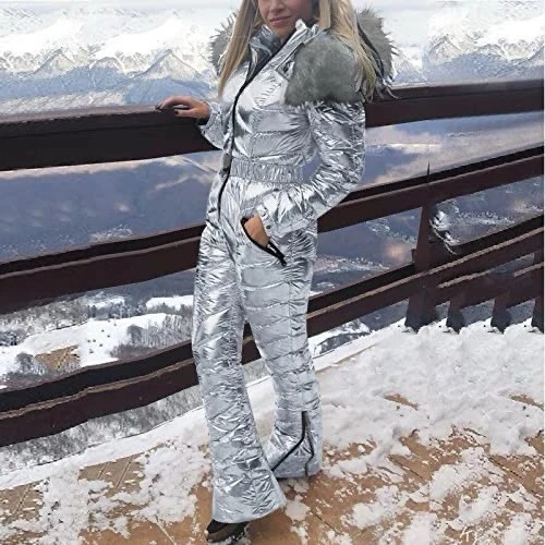 Aurgelmir Mujeres Invierno Traje de Esquí Cuello de Piel Abrigo Esquí Mono Traje de Nieve Talla XL Foto 4 de 4