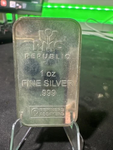 1 oz .999 Fine Silver Bar by RMC - Republic Metals Corporation Refiners Assayers