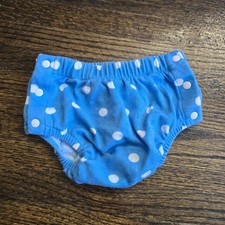 Vintage Baby Diaper Cover Blue with White Polka Dots 3-6 Months Button Sides
