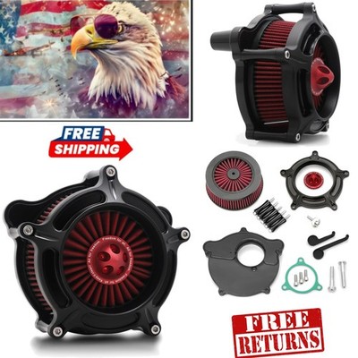 High-Performance Harley Davidson Air Cleaner Filter - Black & Red Spike Design