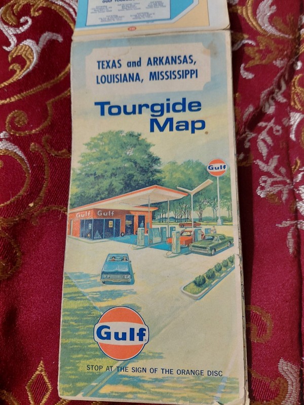 Gulf Tourgide Map of Texas Louisiana Arkansas  and Mississippi 1969