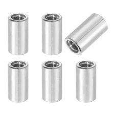 6Pcs 304 Stainless Steel M5x0.8mm Round Coupling Nuts, 0.31x0.59"(ODxH)