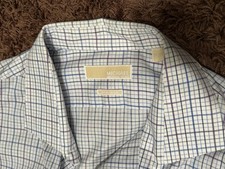 NWT Michael Kors Men  s Plaid Non Iron Long Sleeve Shirt - Size: 18-18.5 34/35 