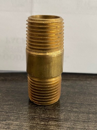Brass Pipe Fitting, Nipple, 1/2" NPT Male X 2'' Length