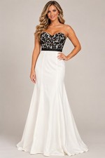Envious Couture Strapless Black & White Lace Evening Gown Size 10