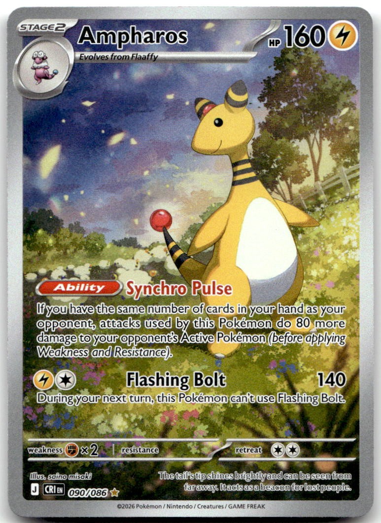 Ampharos 090/086 Holo Illustration Rare Chaos Rising Near Mint