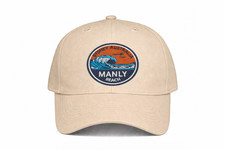 MANLY Beach Cap Embroidered Patch Baseball Hat Adjustable Cotton Souvenir Beige