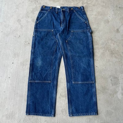 Carhartt B07 DNM denim blue jeans double knee work wear carpenter pants