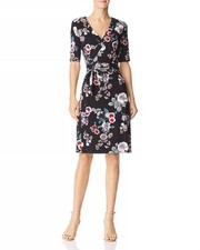 Adrianna Papell Side Tie Side Floral Faux Wrap Dress Size 2