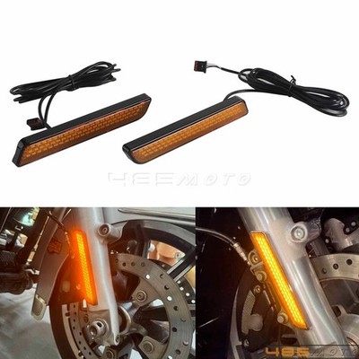 Front LED Flush Fork Turn Signals Lights For Harley Electra Street Glide 2014-Up