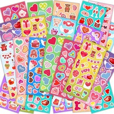 36 Sheets Valentines Stickers for Kids, Cute Heart Stickers for Valentines Ca...