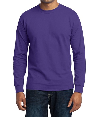 MEN'S MID-WEIGHT, 50/50 COTTON /POLY, LONG SLEEVE, CLASSIC CREW T-SHIRT, S-6XL - Picture 20 of 20