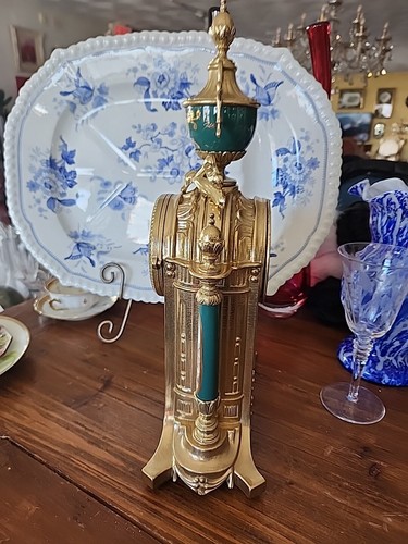 16.1/4"  Vintage 'Imperial' Italian Clock Brass Porcelain Garden Scenes Signed  - Picture 10 of 16