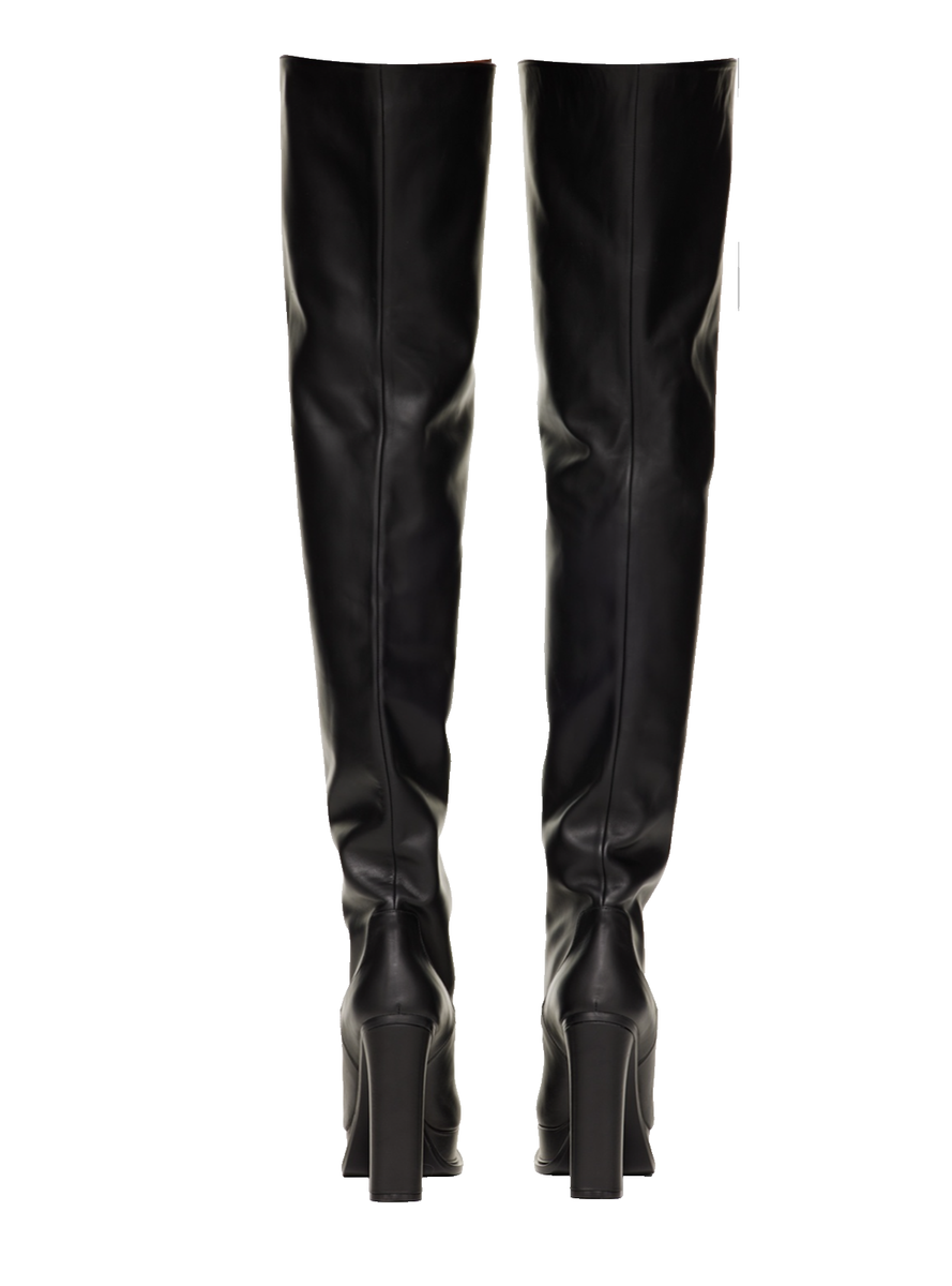 Alexander McQueen Black Leather Over the Knee Boots Size 38.5 | eBay