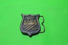 Vintage 1980 USA Olympics Sports Bergamot Brass Works Belt Buckle
