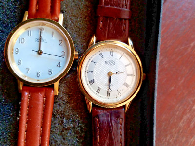 Armbanduhren; Royal, 2 Stück; Quarz, Lederarmband; Vintage, mit neuer Batterie